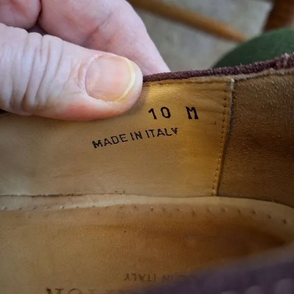 Paul Frederick Made in Italy Burgundy suede slip-on shoes