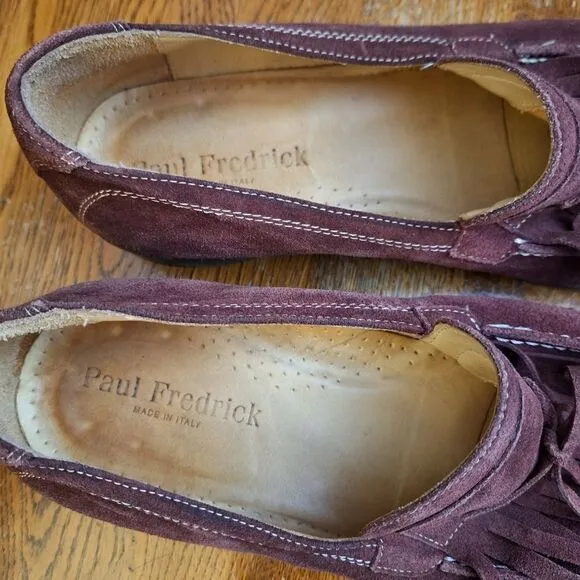 Paul Frederick Made in Italy Burgundy suede slip-on shoes