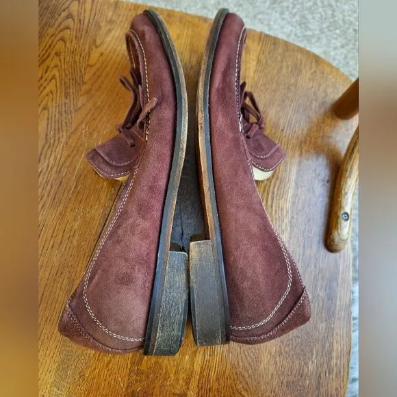 Paul Frederick Made in Italy Burgundy suede slip-on shoes