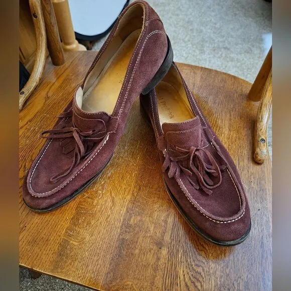 Paul Frederick Made in Italy Burgundy suede slip-on shoes