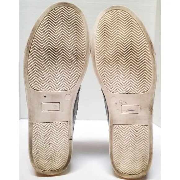 Paul Frederick Shoes 9 Slip On Grey Leather Croc Embossed Sneakers White Soles