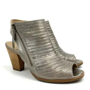 Paul Green Cayanne Bootie Sandals Woven Peep Toe Metallic Leather Comfort US 7.5