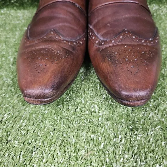 Paul Stuart Brown Leather Slip On Wing Tip Penny Loafers Italy‎ Mens Size 11