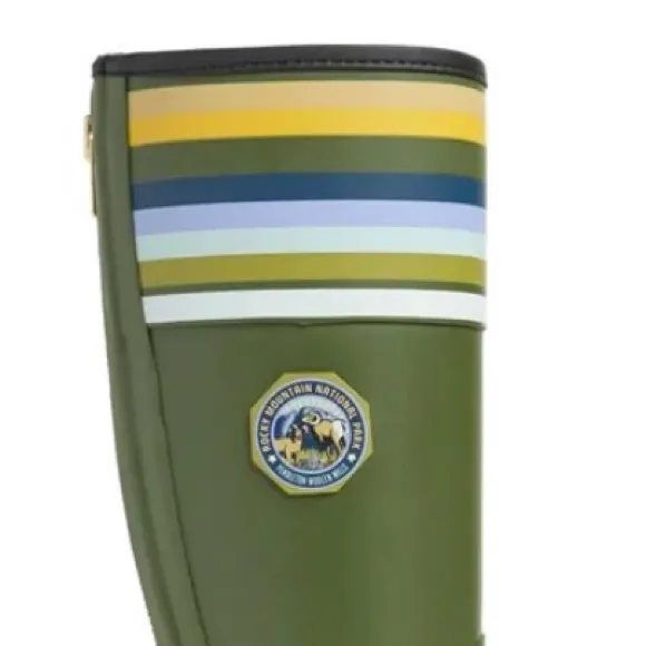 Pendleton Olive &amp; Yellow Stripe Rocky Mountain National Park Tall Rain Boot READ