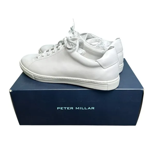 Peter Millar Vantage Lite Sneakers White Mens 9 Golf Casual Shoes New In Box