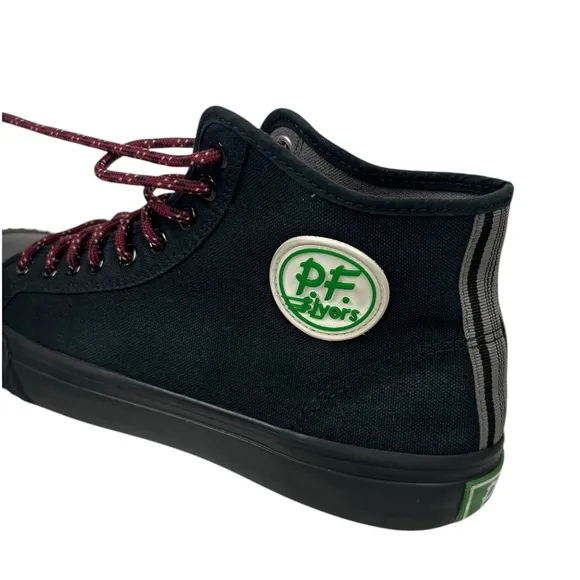 PF Flyers Black Sneakers Hi Top Mens 9.5 Womens 11 Canvas Lace Ups Shoes