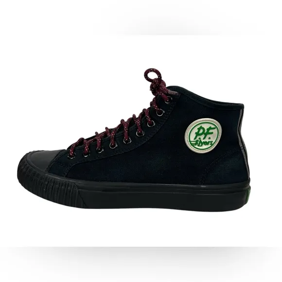 PF Flyers Black Sneakers Hi Top Mens 9.5 Womens 11 Canvas Lace Ups Shoes