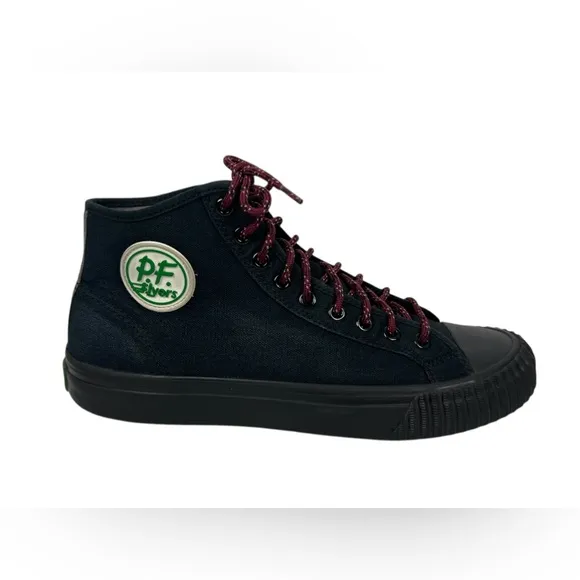 PF Flyers Black Sneakers Hi Top Mens 9.5 Womens 11 Canvas Lace Ups Shoes