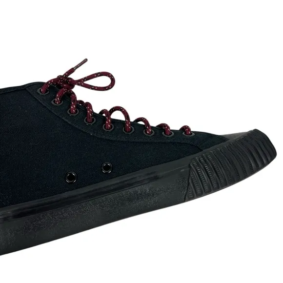 PF Flyers Black Sneakers Hi Top Mens 9.5 Womens 11 Canvas Lace Ups Shoes