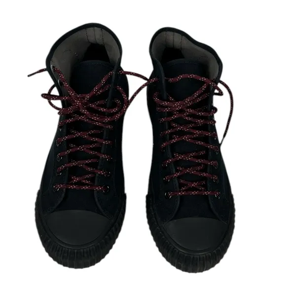 PF Flyers Black Sneakers Hi Top Mens 9.5 Womens 11 Canvas Lace Ups Shoes