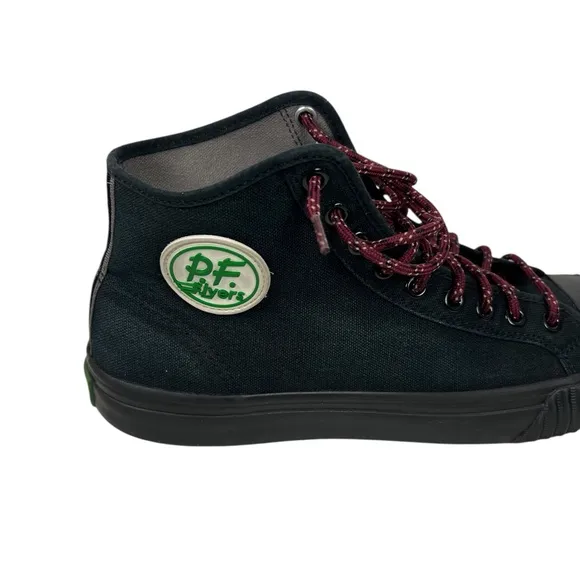 PF Flyers Black Sneakers Hi Top Mens 9.5 Womens 11 Canvas Lace Ups Shoes