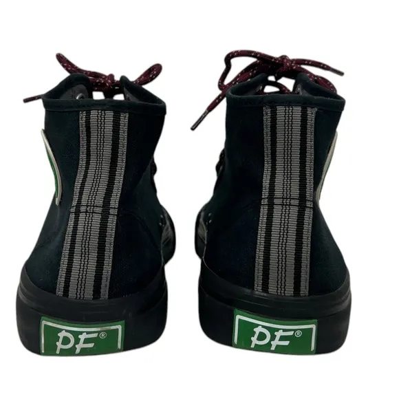 PF Flyers Black Sneakers Hi Top Mens 9.5 Womens 11 Canvas Lace Ups Shoes