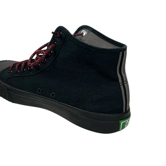 PF Flyers Black Sneakers Hi Top Mens 9.5 Womens 11 Canvas Lace Ups Shoes