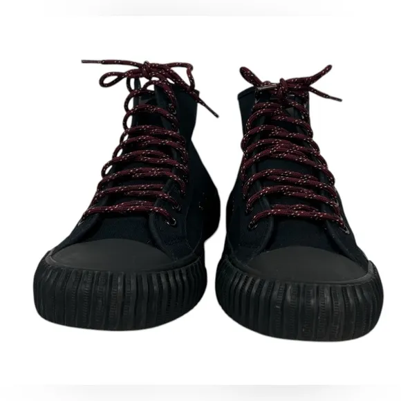 PF Flyers Black Sneakers Hi Top Mens 9.5 Womens 11 Canvas Lace Ups Shoes