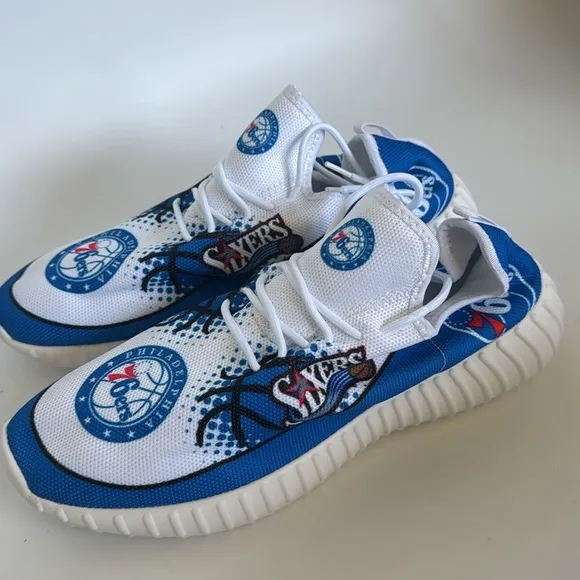 Philadelphia 76ers Blue and White canvas Sneakers 13