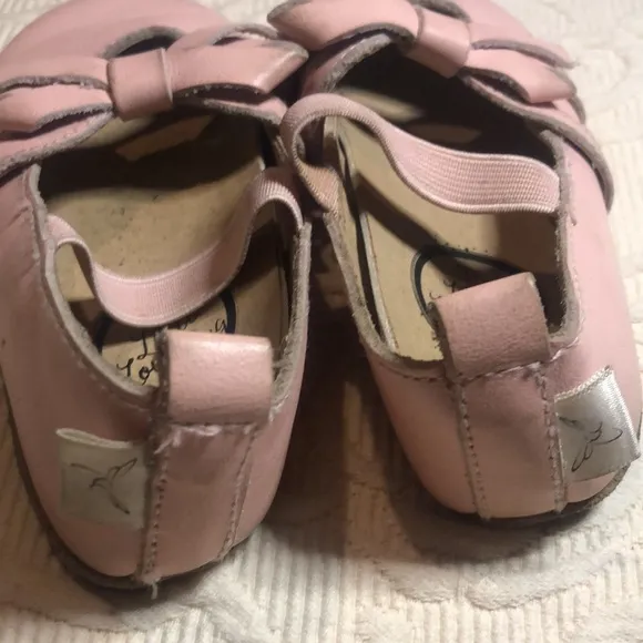 Pink leather spring Easter little love bugs girls Shoes with Bow