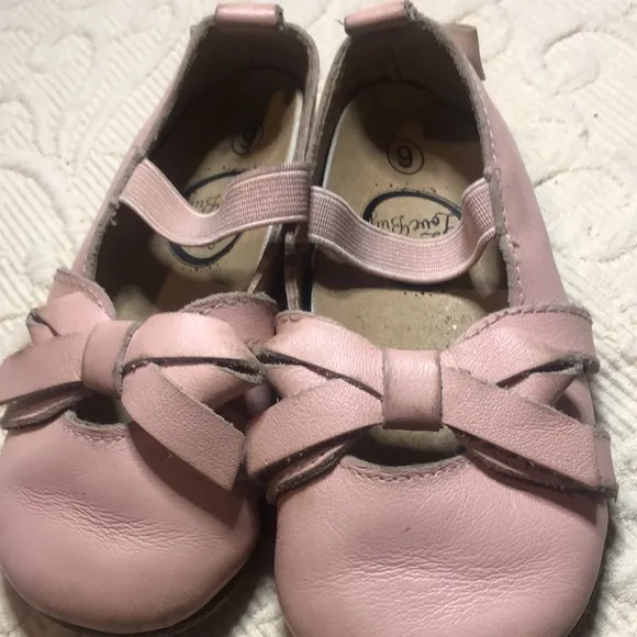 Pink leather spring Easter little love bugs girls Shoes with Bow