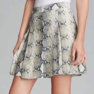 PJK Patterson J Kincaid Tartan Snakeskin Print Leather Mini Skirt