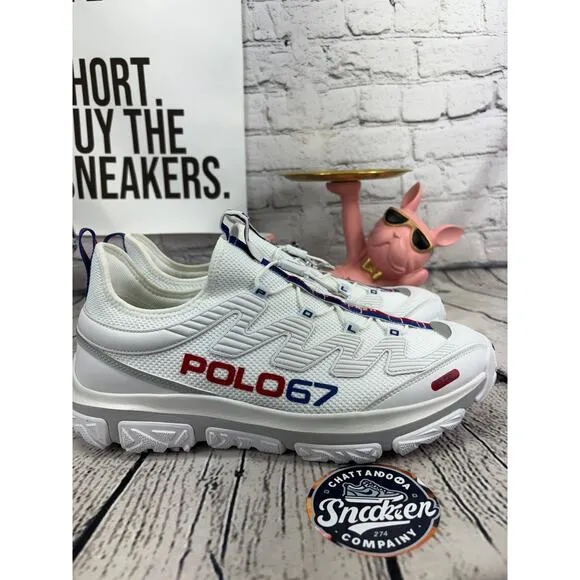 Polo Ralph Lauren 67 Adventure 300LT Shoes Mens 12 White Red Blue Sneakers NEW