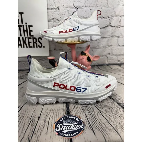Polo Ralph Lauren 67 Adventure 300LT Shoes Mens 12 White Red Blue Sneakers NEW