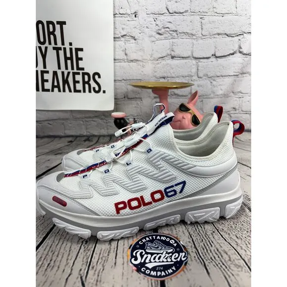 Polo Ralph Lauren 67 Adventure 300LT Shoes Mens 12 White Red Blue Sneakers NEW