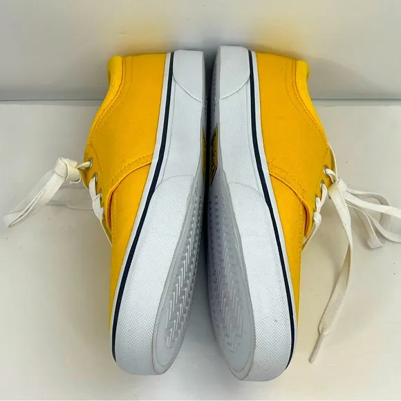POLO RALPH LAUREN BRIGHT YELLOW CANVAS TENNIS SHOES, SIZE MEN’S US 8.5, EUR 41.5