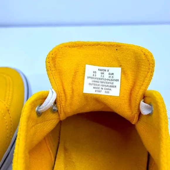 POLO RALPH LAUREN BRIGHT YELLOW CANVAS TENNIS SHOES, SIZE MEN’S US 8.5, EUR 41.5