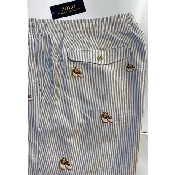 Polo Ralph Lauren Classic Fit Stripe Golf Shorts Elastic Waist Pockets NEW XL