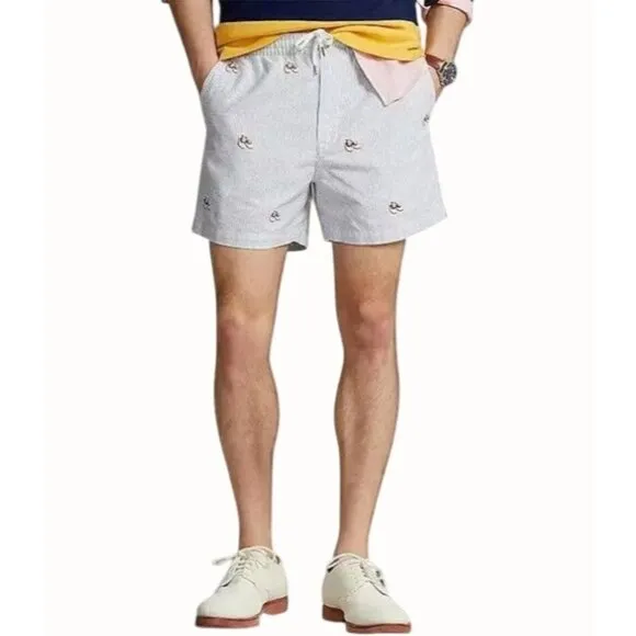 Polo Ralph Lauren Classic Fit Stripe Golf Shorts Elastic Waist Pockets NEW XL