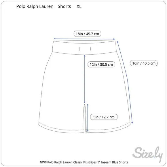 Polo Ralph Lauren Classic Fit Stripe Golf Shorts Elastic Waist Pockets NEW XL