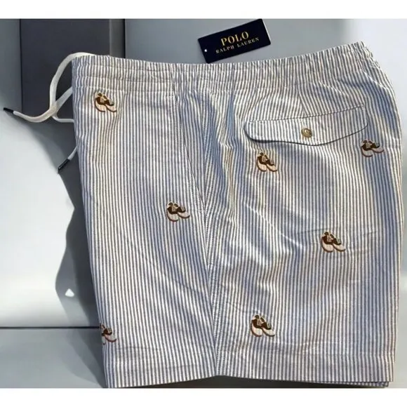 Polo Ralph Lauren Classic Fit Stripe Golf Shorts Elastic Waist Pockets NEW XL