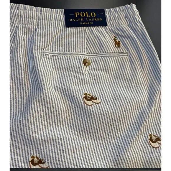 Polo Ralph Lauren Classic Fit Stripe Golf Shorts Elastic Waist Pockets NEW XL