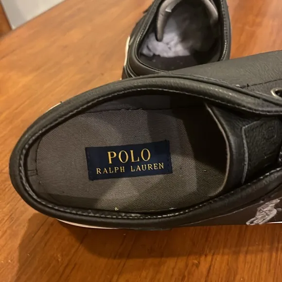 Polo Ralph Lauren Faxon Leather shoes sneakers black Mens Size 11.5