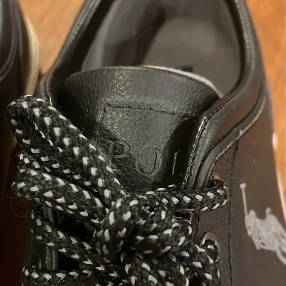 Polo Ralph Lauren Faxon Leather shoes sneakers black Mens Size 11.5