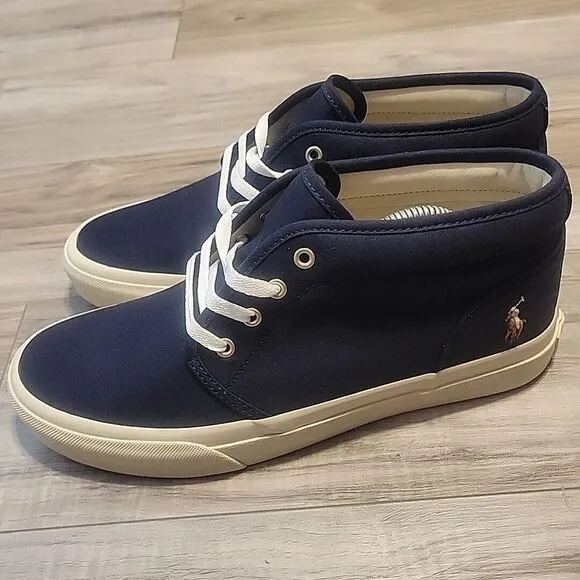 POLO RALPH LAUREN Keaton‎ Chukka Boot  Mens 9 Blue Canvas Lace Up Shoes