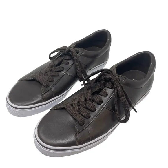 Polo Ralph Lauren Mens Size 10 Sayer Dark Brown Leather Shoes lace New
