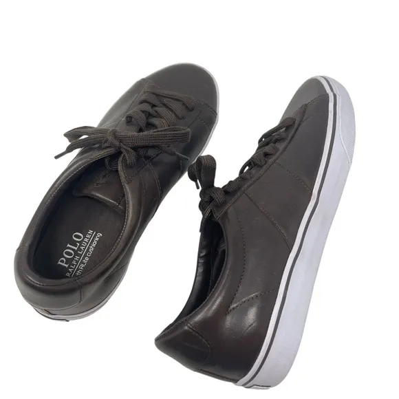 Polo Ralph Lauren Mens Size 10 Sayer Dark Brown Leather Shoes lace New