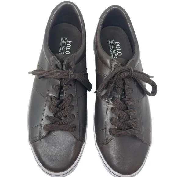 Polo Ralph Lauren Mens Size 10 Sayer Dark Brown Leather Shoes lace New