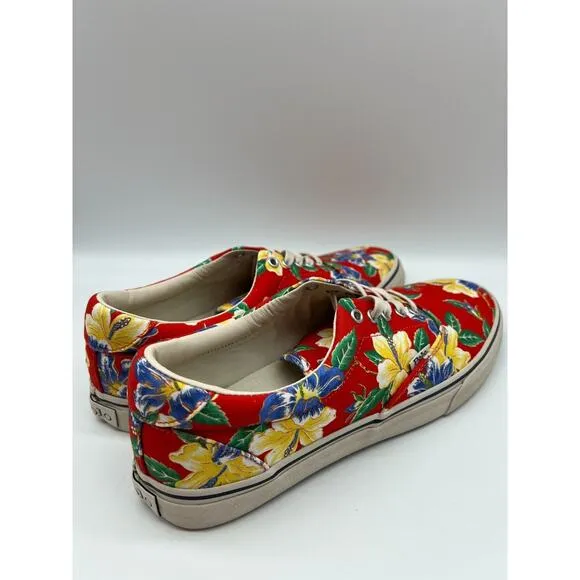 Polo Ralph Lauren Men's Thorton Canvas Shoes Floral Red Size 10D NEW