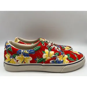 Polo Ralph Lauren Men's Thorton Canvas Shoes Floral Red Size 10D NEW