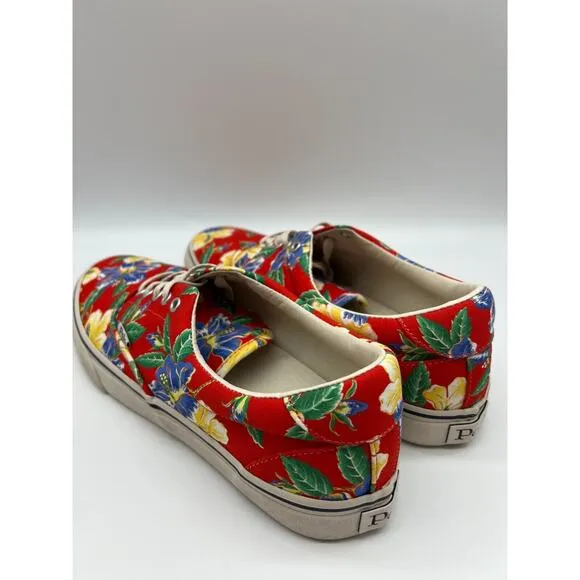 Polo Ralph Lauren Men's Thorton Canvas Shoes Floral Red Size 10D NEW