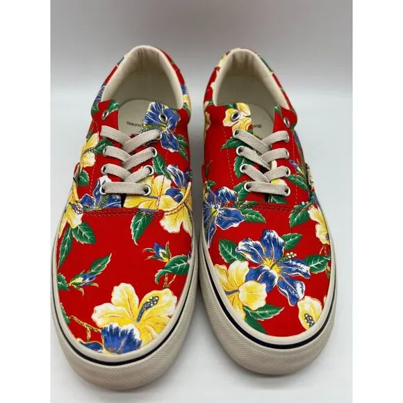 Polo Ralph Lauren Men's Thorton Canvas Shoes Floral Red Size 10D NEW
