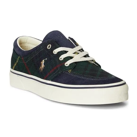 Polo Ralph Lauren RRL Faxon X Canvas Suede Green Tartan Plaid Shoes Mens 10.5
