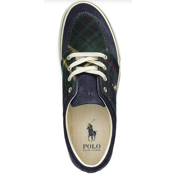 Polo Ralph Lauren RRL Faxon X Canvas Suede Green Tartan Plaid Shoes Mens 8.5 New