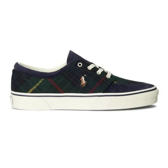 Polo Ralph Lauren RRL Faxon X Canvas Suede Green Tartan Plaid Shoes Mens 8.5 New
