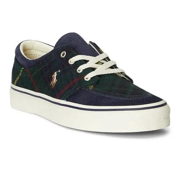 Polo Ralph Lauren RRL Faxon X Canvas Suede Green Tartan Plaid Shoes Mens 8.5 New