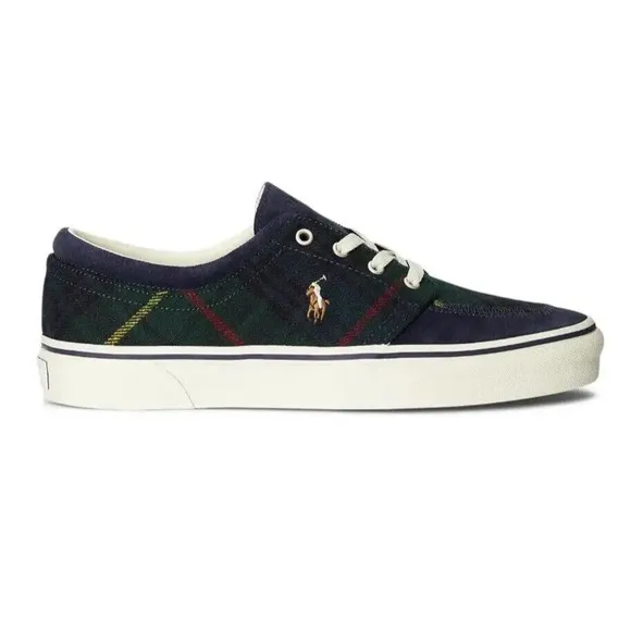 Polo Ralph Lauren RRL Faxon X Canvas Suede Green Tartan Plaid Shoes Mens 8.5 New