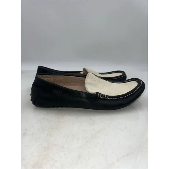 Polo Ralph Lauren Shoes Mens 11 Black White Leather Casual Loafer Drviving Shoes