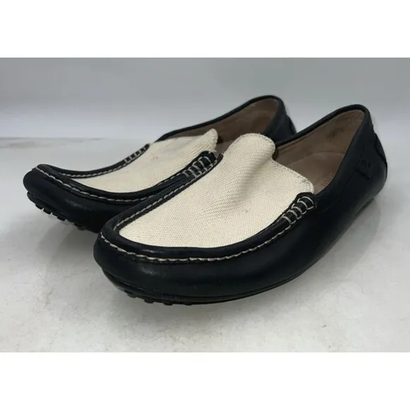 Polo Ralph Lauren Shoes Mens 11 Black White Leather Casual Loafer Drviving Shoes