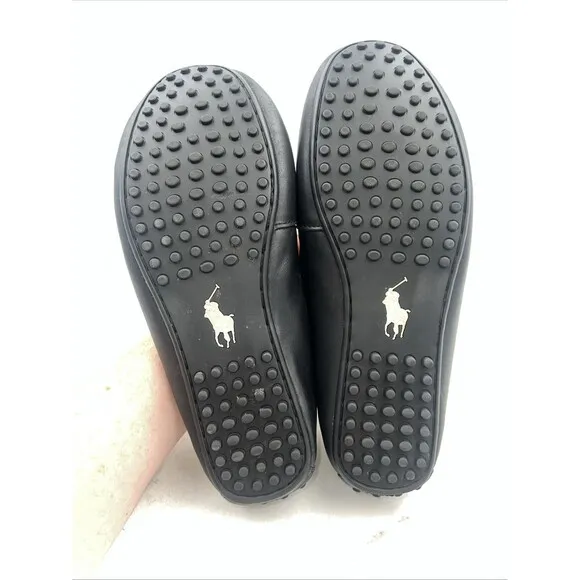Polo Ralph Lauren Shoes Mens 11 Black White Leather Casual Loafer Drviving Shoes